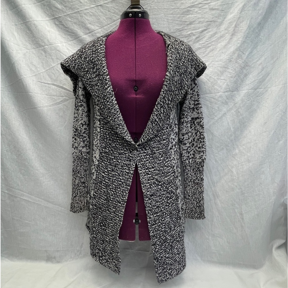 GAP Black & White Speckled Wool & Cotton Wide Collar Womens Swing Sweater Size s